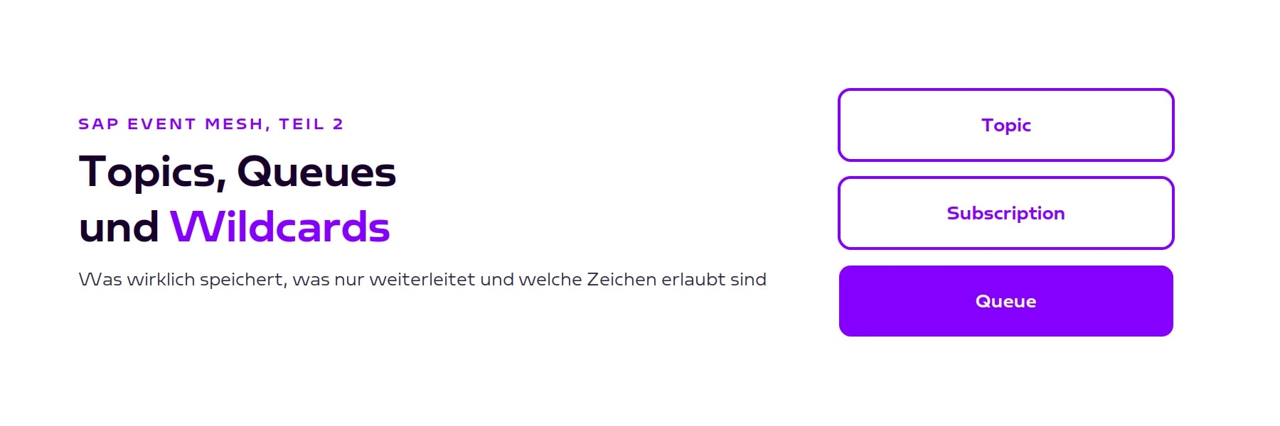 Blog-Header Topics, Queues und Wildcards in SAP Event Mesh